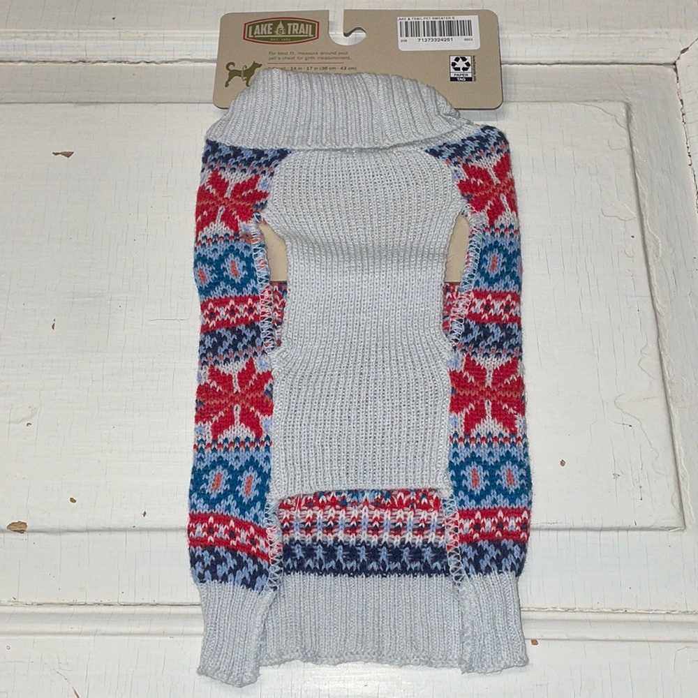 Puppy Dog Knit Sweater Snowflake Pet Clothing Winter Photo 4 Pc Movie Chew Toys - Picture 4 of 10